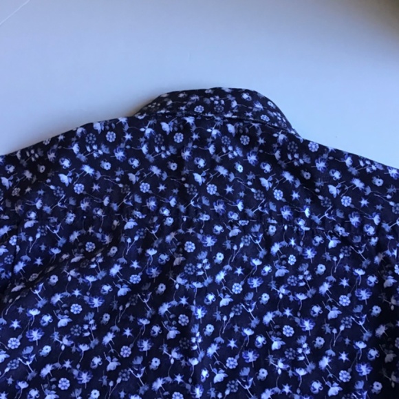 Paul & Shark black with purple flowers  cotton shirt Sz 16.5 made in Italy 🇮🇹 - Picture 8 of 10